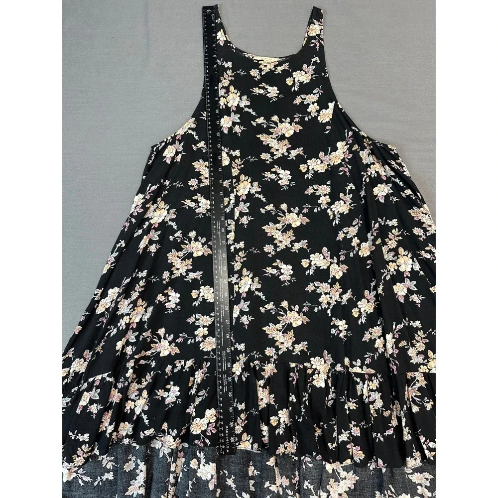 Ciel USA Womens Black Floral Halter Neck Trapeze Dress Ruffle Hem Large - Picture 6 of 6